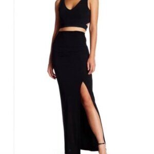 Alice‎ + Olivia Small Silk Maxi Skirt By Stacey Bendet Air Thigh Split Sheer
